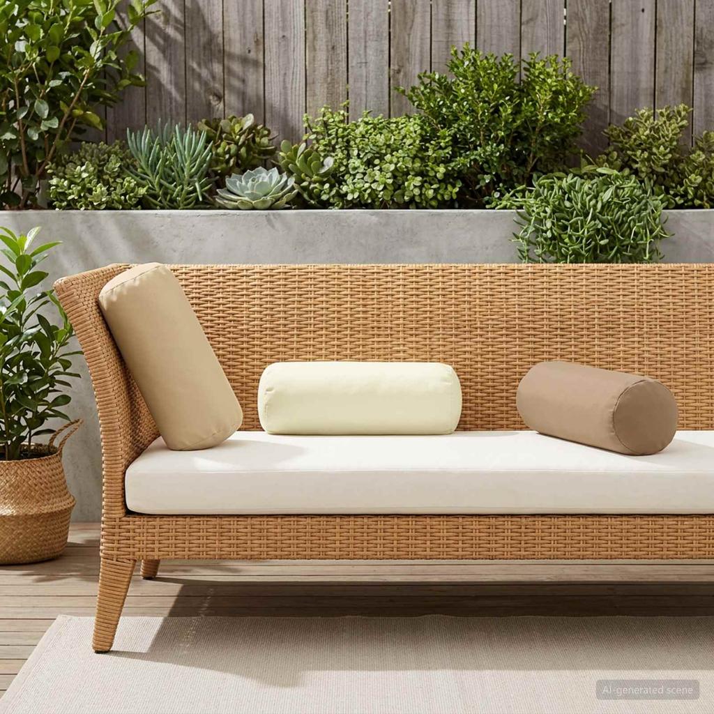 Cushion Cover 2 pcs HEERLEN Beige Ø 15 x 40 cm Polyester