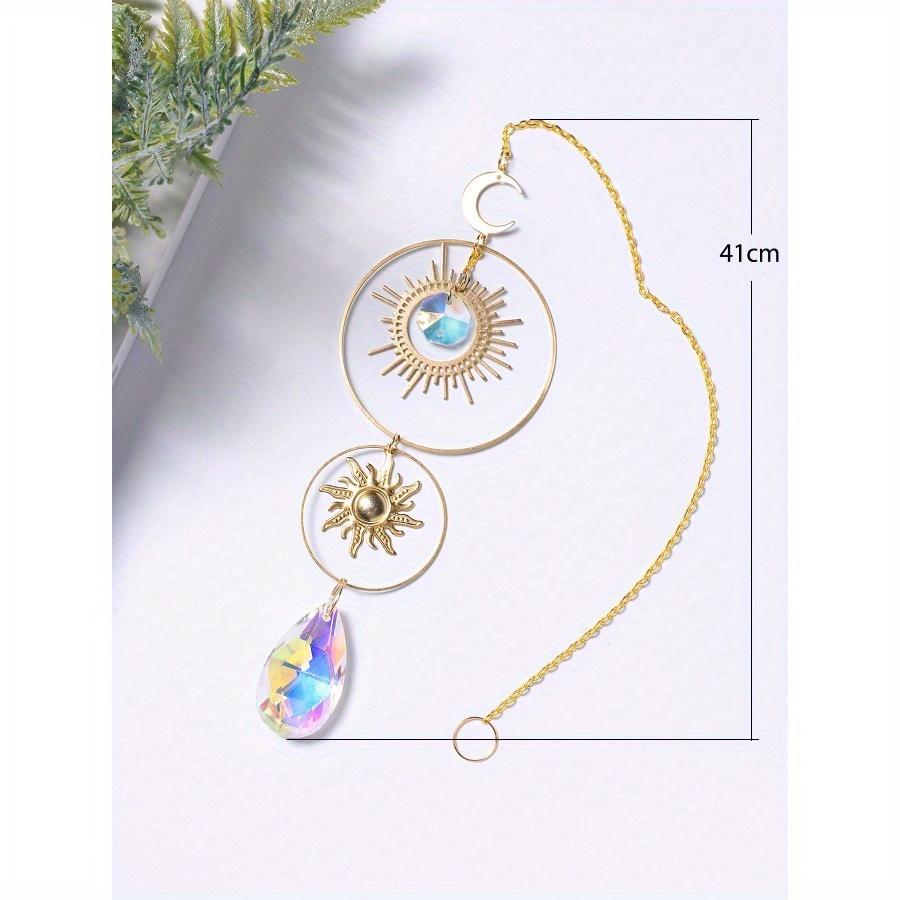 1 Stück Kristalle Sonnenfänger Bunt Hängender Sonnenfänger mit Kette Anhänger Ornament Kristallkugeln Regenbogenmacher für Fenster Zuhause Garten Büro