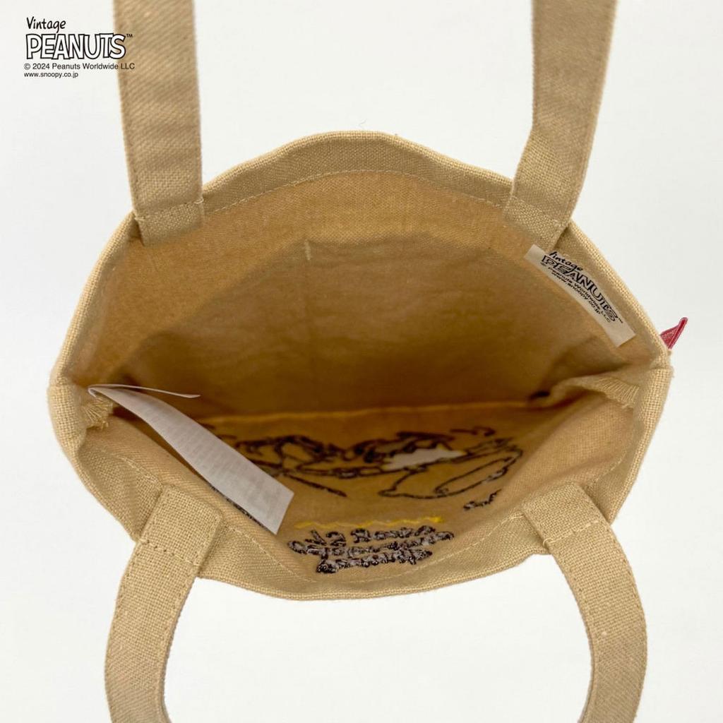 8401 Snoopy Recycled Cotton Embroidery Mini Tote IP Baby Lou Peanuts 9L 02 Lavender [Route Tote]