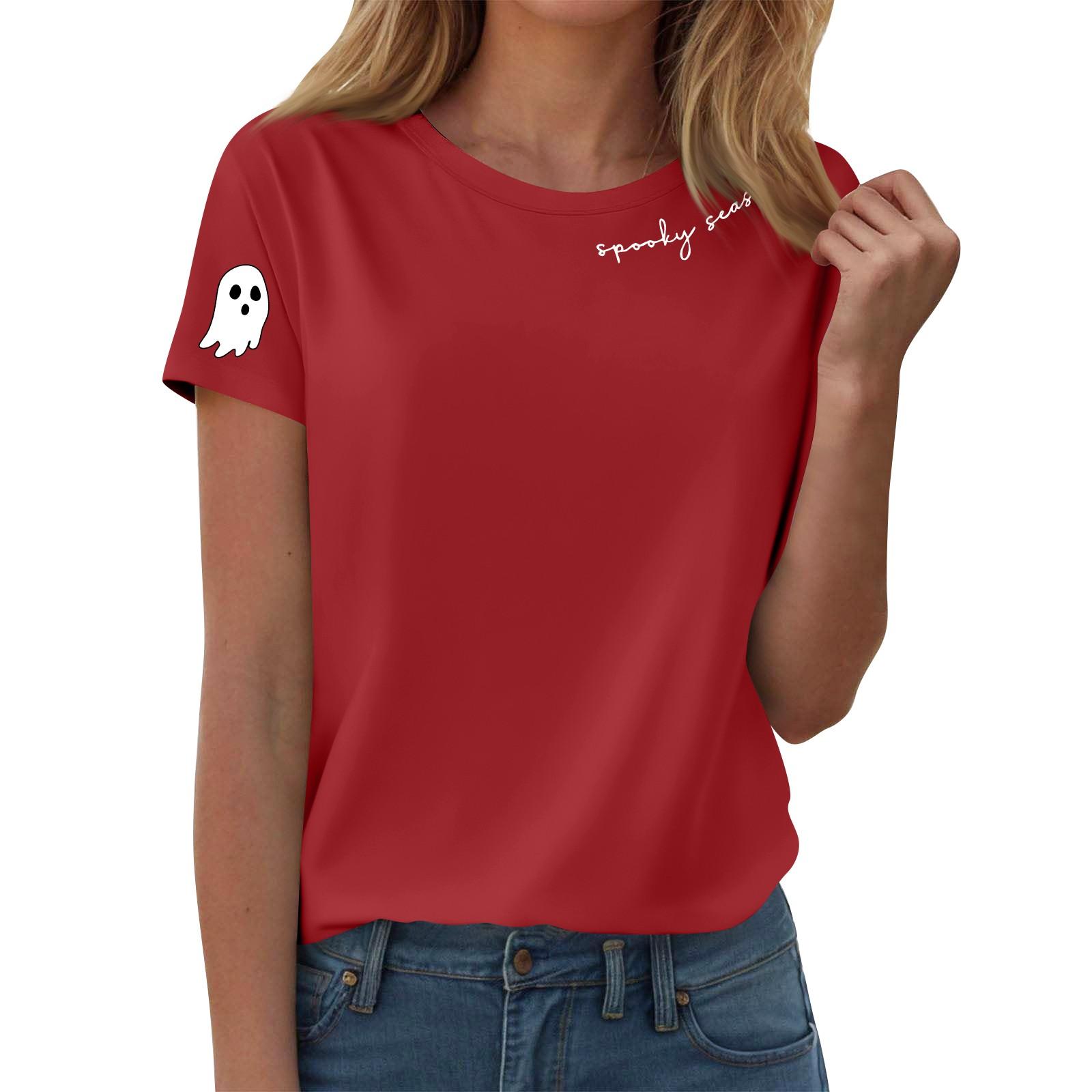 

Women s T-shirts, Women s Short-sleeved Tops, Summer Fashion Round Neck Casual Stylish Shirts, Tunic Tops XL червоний