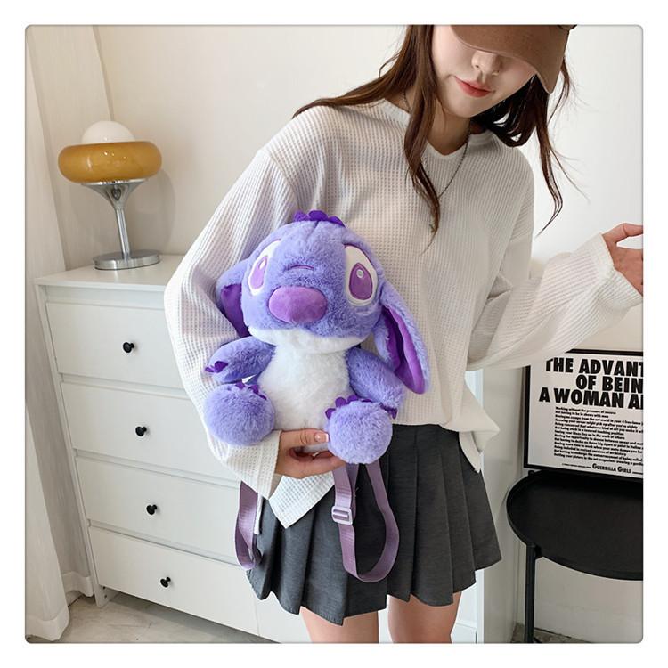 Stitch Plush Shoulder Bag Made Of Soft Material With Inner Pocket For Casual Use