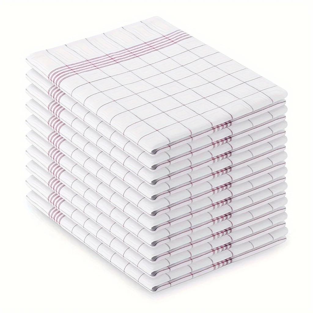 1/4/6pcs Classic Plaid Dish Towel Scouring Pad, Soft Large Size Kitchen Towel, Suitable for Bar and Kitchen Cleaning