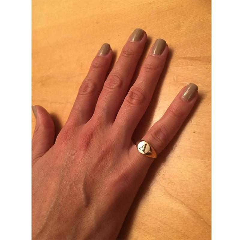 Chic Gold Color Signet Rings for Women,Free Custom Initial Monogram Ring,Young Girls Letter Pinkie Ring,2026 Fashion Jewelry