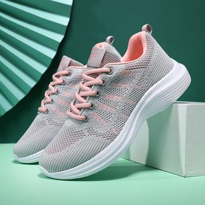 Summer Sports Shoes Women's Shoes Running Shoes Flying Woven Non-slip Breathable Lightweight Travel Shoes Female Students Soft-soled Casual Shoes