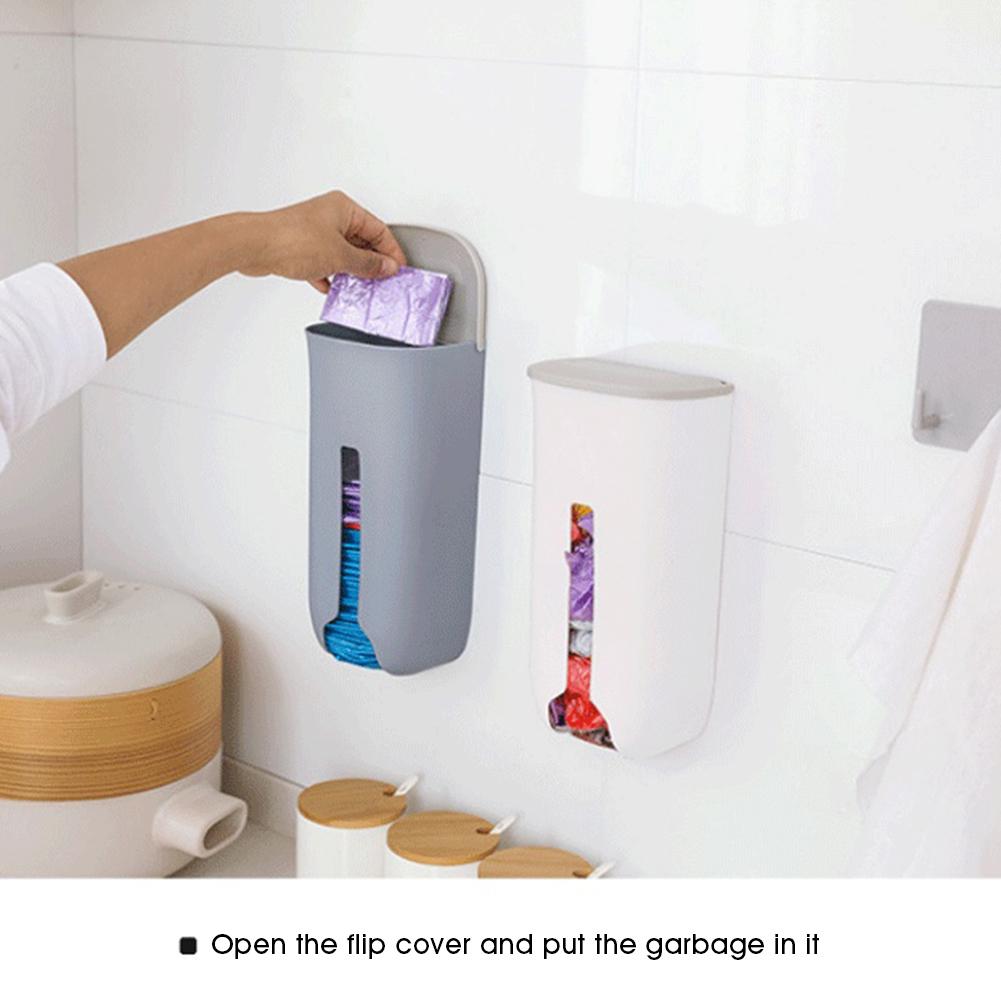 Kitchen Grocery Plastic Bag Holder Dispenser Wall Mount Garbage Bag Holder Refillable Trash Bag Saver Kitchen Organizer
