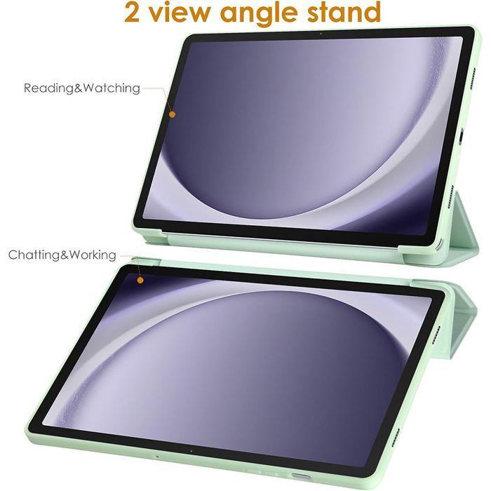 Case + Tempered Glass - E.F.Connection - for Samsung Galaxy Tab A9 / A11 - Shockproof - Foldable Stand - Green