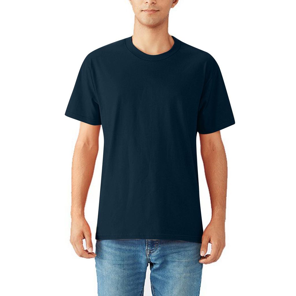 Lockeres einfarbiges Rundhals-T-Shirt gekämmte Baumwolle Herren Kurzarm