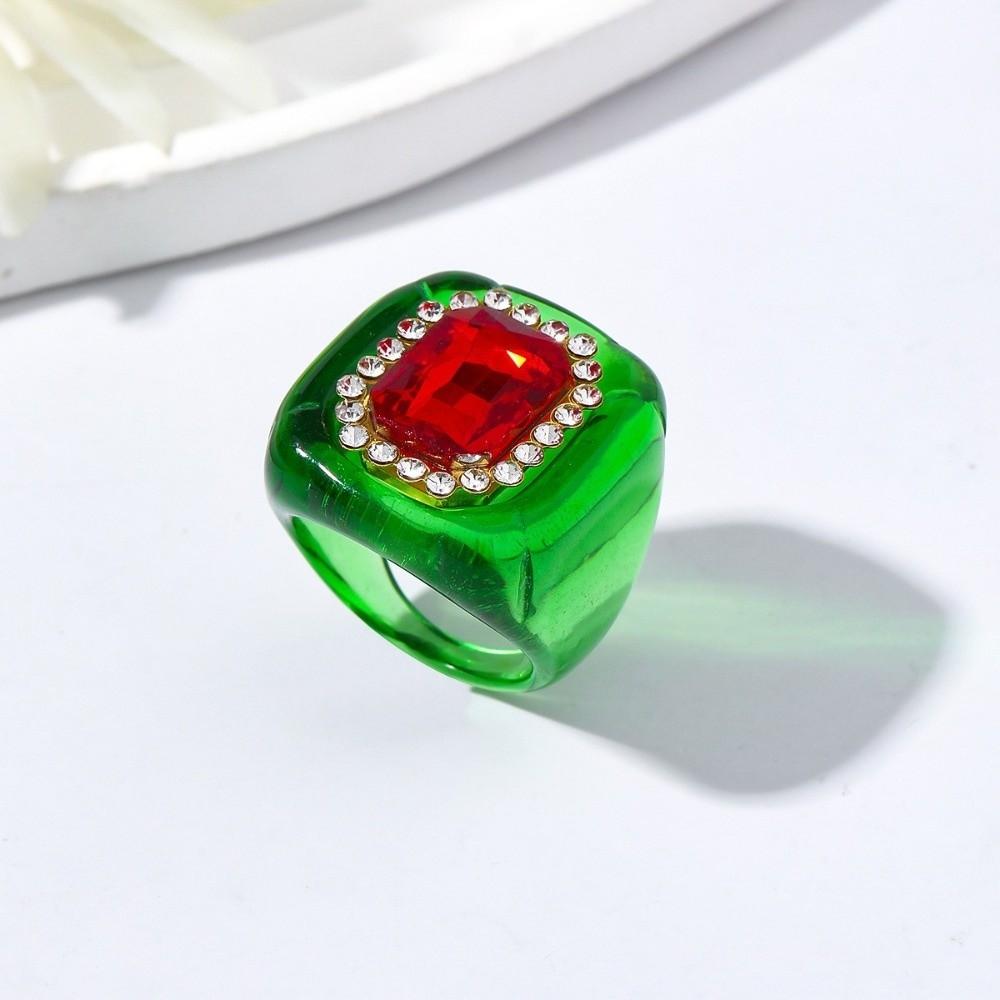 Geometric Finger Ring Resin Square Ring New Rhinestones Ring  Jewelry Accessories