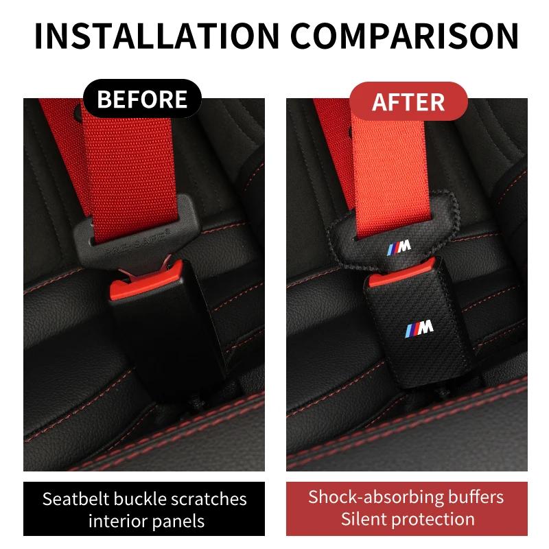 Car Sticker 2025 Hot 2Set Leather Car Logo Seat Belt Buckle Protector Cover Decoration Sleeve For BMW E46 E90 E60 F10 E39 F30 E3