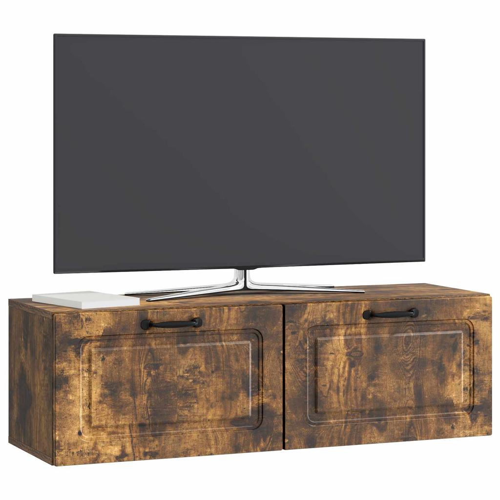 Wall Mounted TV Cabinet Smoked Oak 98 x 31 x 30 cm