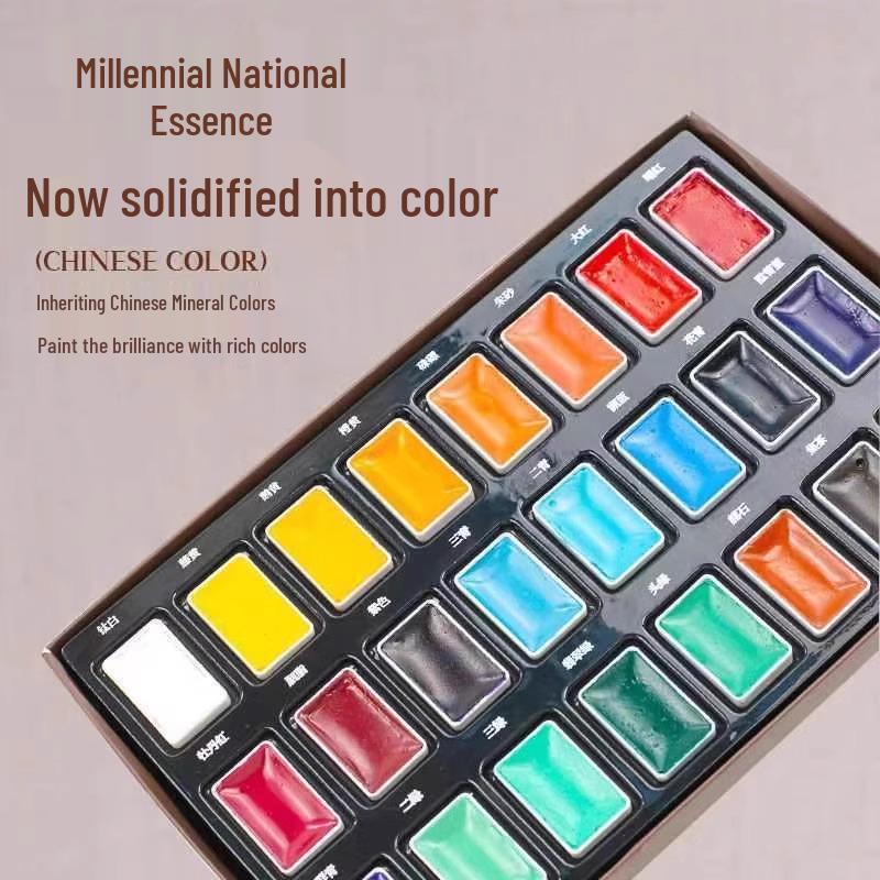 Zhan Sheng Traditional Chinese Watercolor Pigments for Beginners - Ancient Color Ink Painting Supplies for Kids