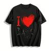 Vintage Style I Love You Heart Print Casual Couple Short Sleeve T-Shirt Pure Cotton T-shirt