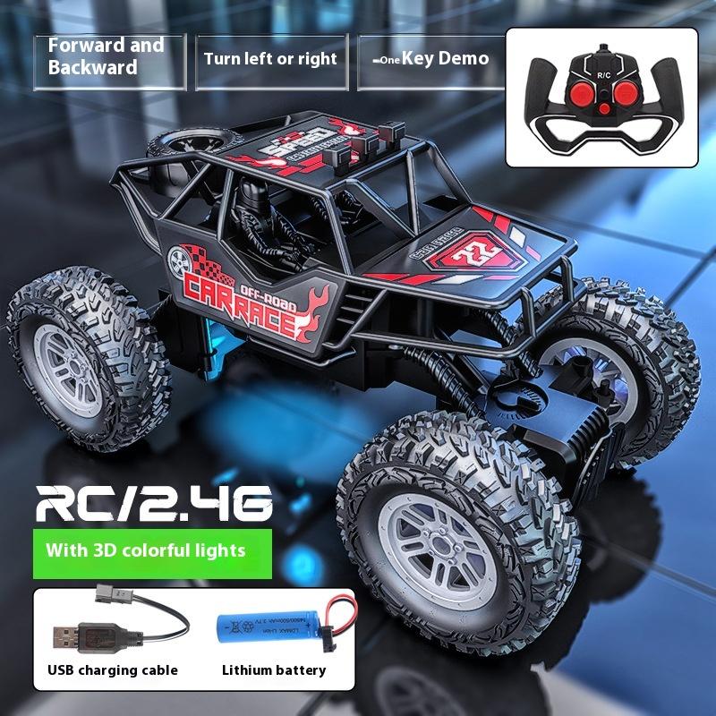 New Remote Control Off-Road Climbing Car With Colorful Flashing Lights Rubber Wheels Rc Rechargeable Toy For Boys Kids Gift