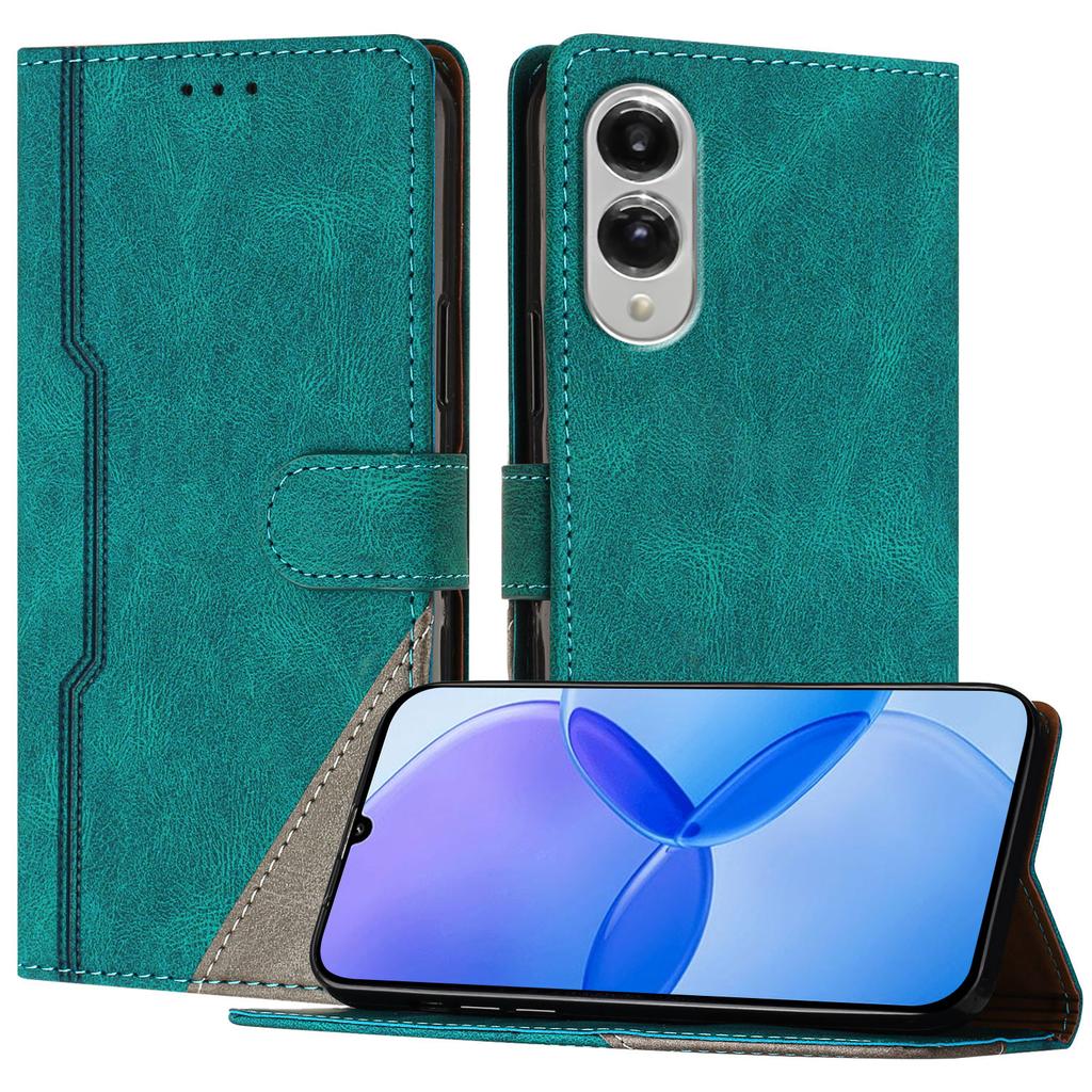 For Samsung Galaxy S25 Edge Leather Case Triangle Patchwork Wallet Stand Shockproof Phone Cover