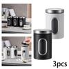 3 Pieces Stainless Steel Kitchen Storage Canister Set Transparent Food Storage Jars