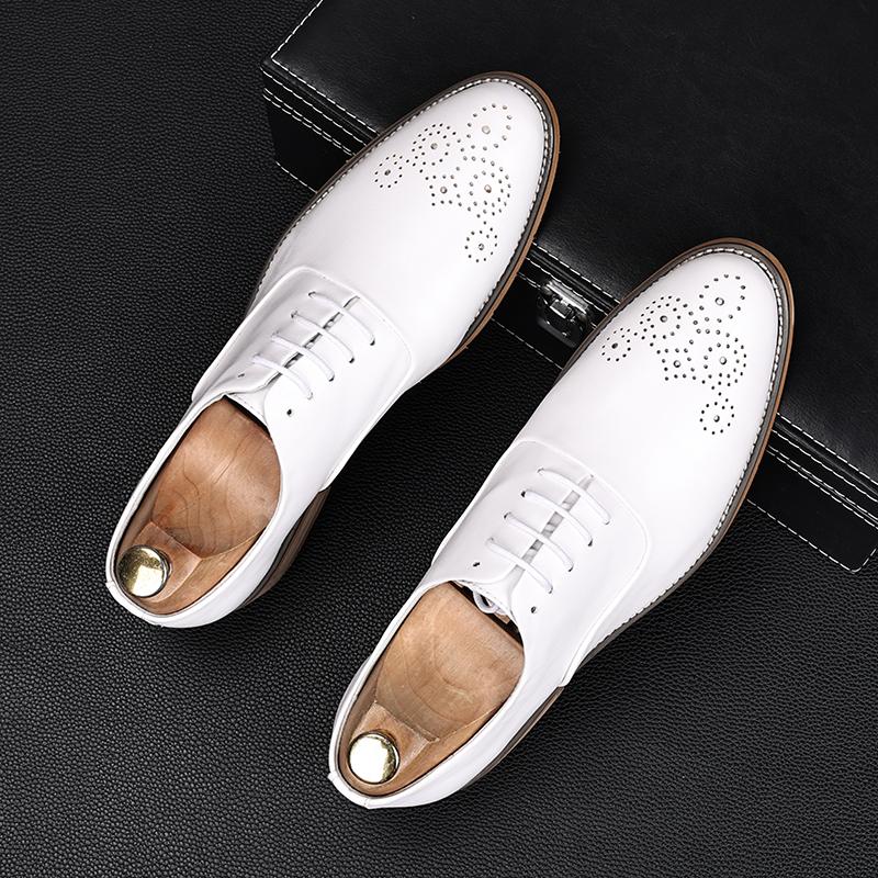 Fashion New Fashion Men's Dress Leather Shoes Male Designer Black White Lace Up Oxfords Wedding Prom Homecoming Footwear Zapatos Hombre