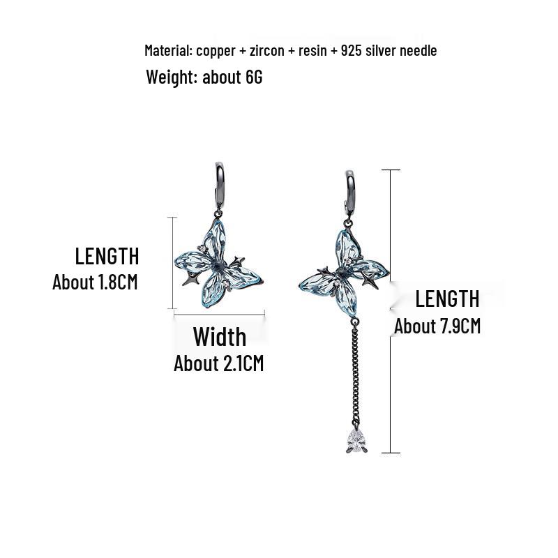 

Ожерелье «Ледяная голубая бабочка»: Женская циркониевая ключичная цепочка, изысканный и оригинальный стиль