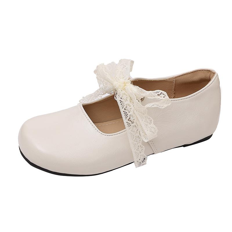 French single shoes bow lace fashion single shoes women's summer wear 2025 new square head Mary Jane single shoes
