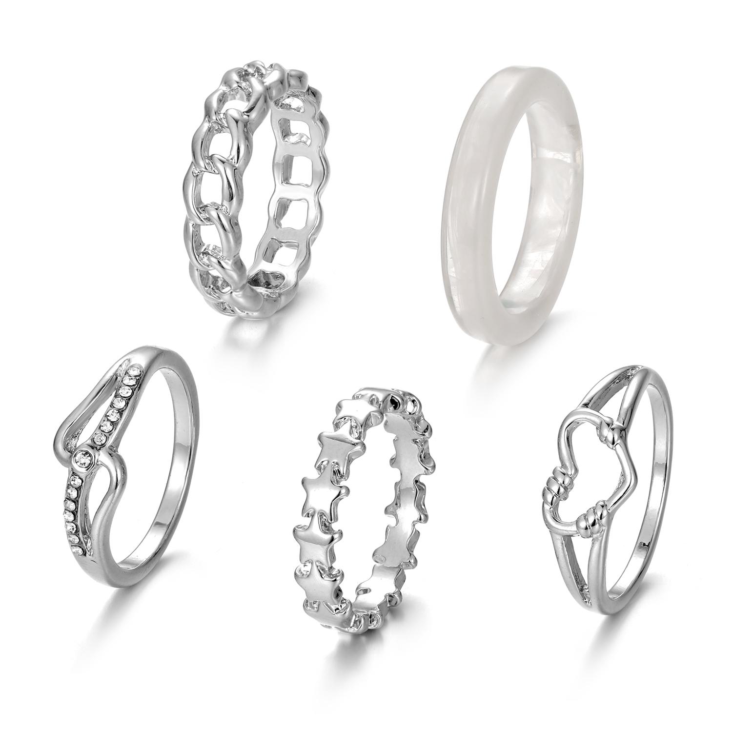 

Кольцо с резной звездой, универсальное кольцо «Любовь», очаровательный модный милый женский комплект колец серебряный