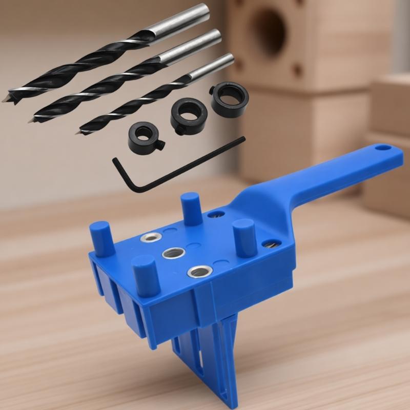 Multifunction Drill Bit Doweling Jigs Set With Depth Stop Collar For Accurate Wood Joinery And DIY Projects Cabinet Assembly
