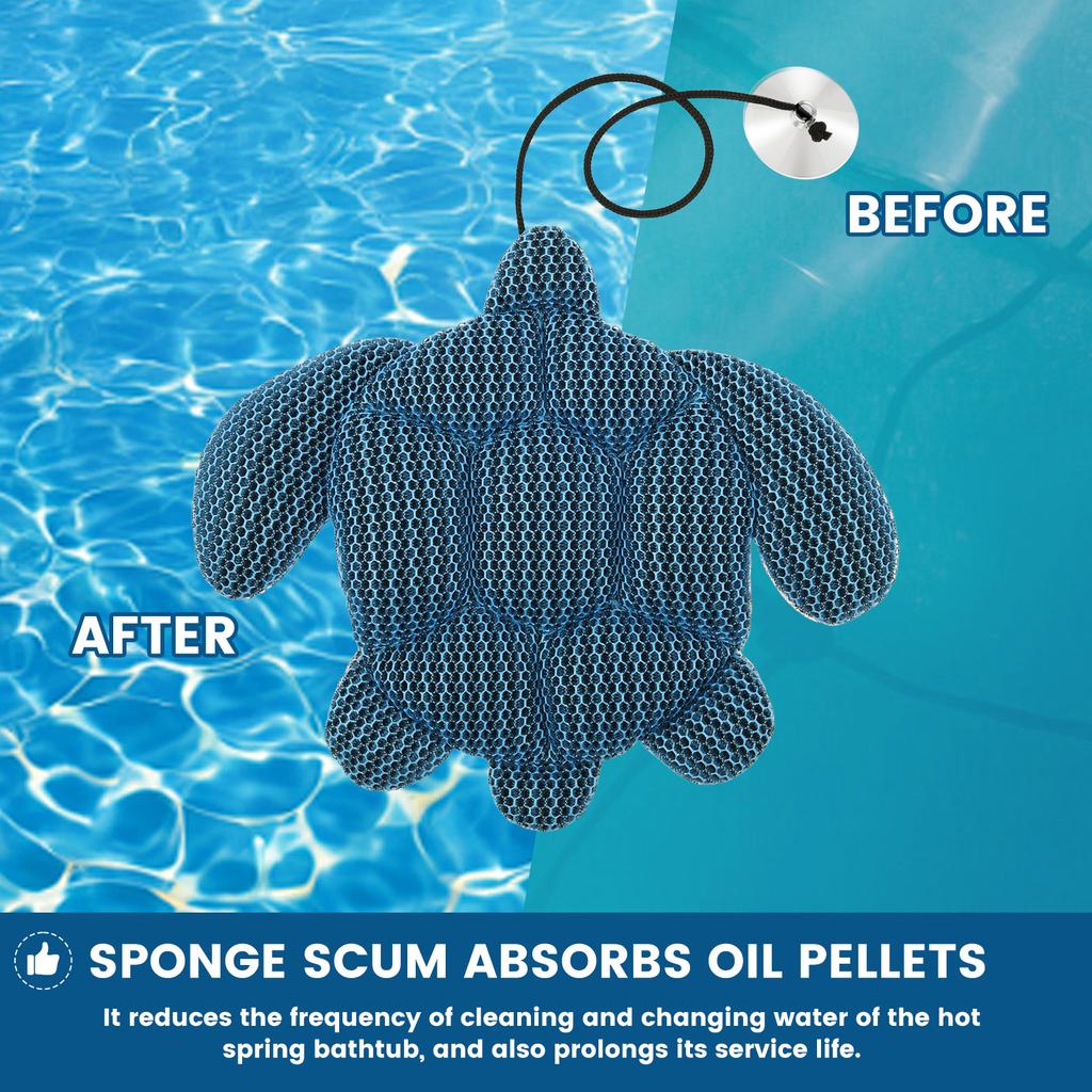 2Pcs Tub Scum Absorber Turtle Shape Tub Oil Absorbing Tool with Suction Cup Foam Filter Bathtub Water Cleaner Bathroom Accessory
