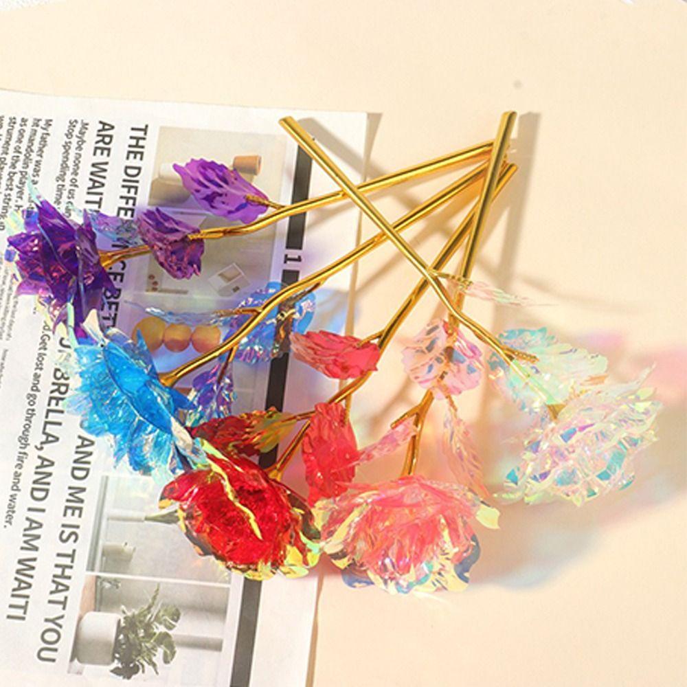 Colorful Eternal Roses Handcrafted Simulated Rose Bouquet Gold Foil Rose Flower Party Decoration