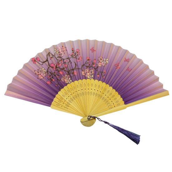 Éventails Pliants à La Main En Bambou En Soie Fabriqués En Chine Pochettes Et Coffret Cadeau Cadeau De Fête De Mariage Pour Fille Femme