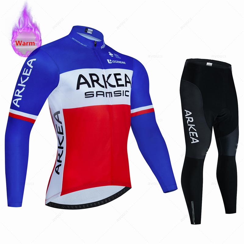 Arkea-Thermal Fleece Cycling Jersey Set, Bicycle Clothing, Outdoor Bike Clothes, MTB Ropa Ciclismo, Bib Pants Set, Winter