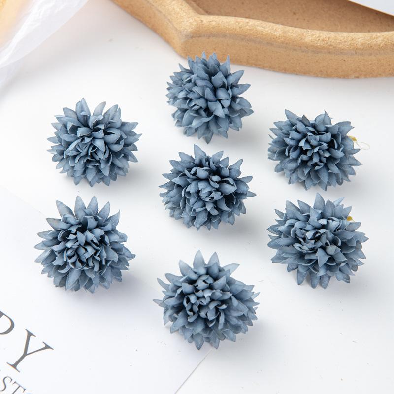 10PCS Artificial Chrysanthemum Pompom Flowers Realistic Faux Silk Floral Bouquet for DIY Hair Clips Shoes and Straw Hat Decor