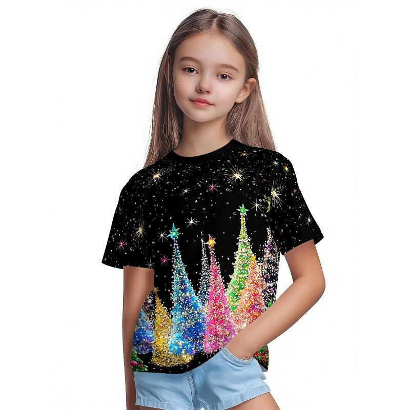 Sommer Kinder 3D-Druck Rundhals-T-Shirt Weihnachts-Verkleidung