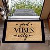 Minimalist Welcome Mat with "Only Good Vibes" Printed on It, Featuring a 1.19cm Sponge Thickness and a Weight of 600 Grams Per Square Meter. This