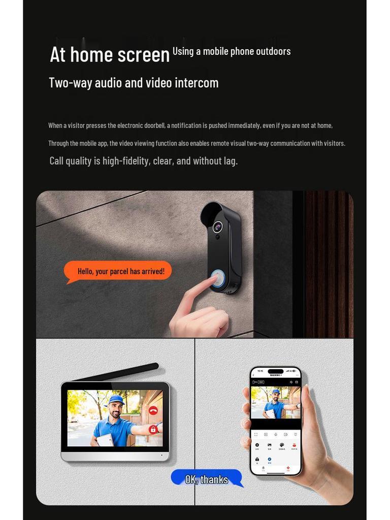 2025 Low-Power HD Wireless Smart Video Doorbell with Phone and Tuya App Connectivity