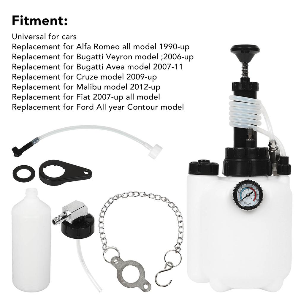 Brake Clutch Fluid Bleeding Tool with 3L Fluid Pump 1L Refill Bottle Universal Bleeder Tool Set