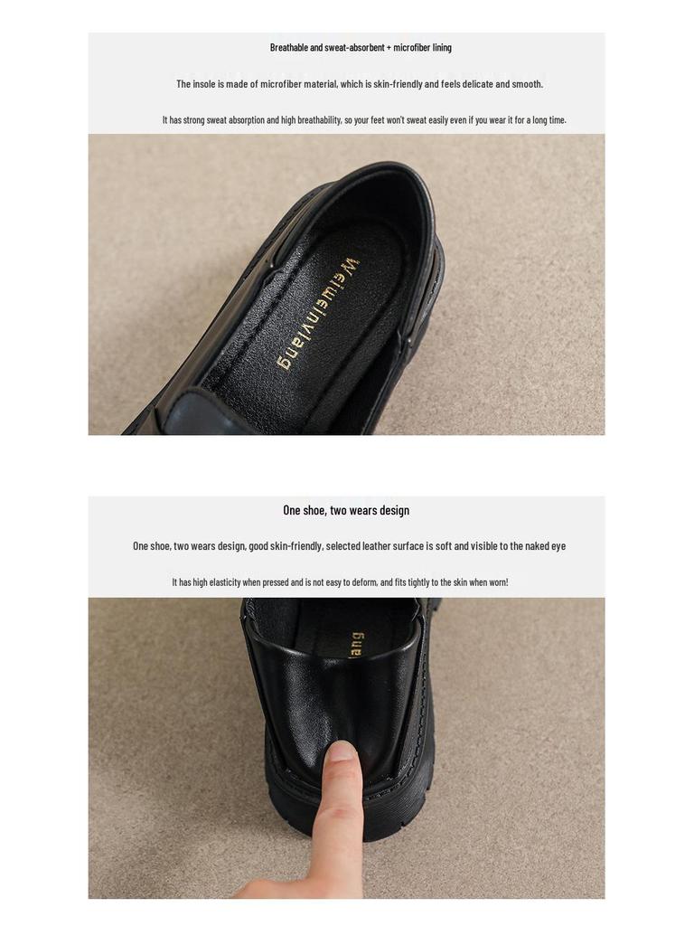 Weiwei Girl 681-3 Women's Height-Boosting Retro Loafers - Thick-Soled, Small Size, 2024 Style.