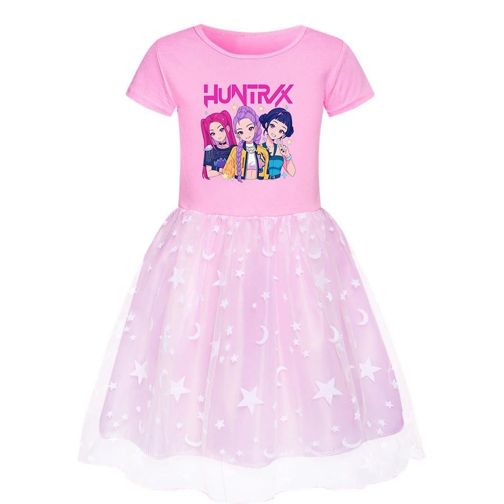 

4183 Kids Girls Zoey Mira Rumi Print Mesh Dress 110cm розовый
