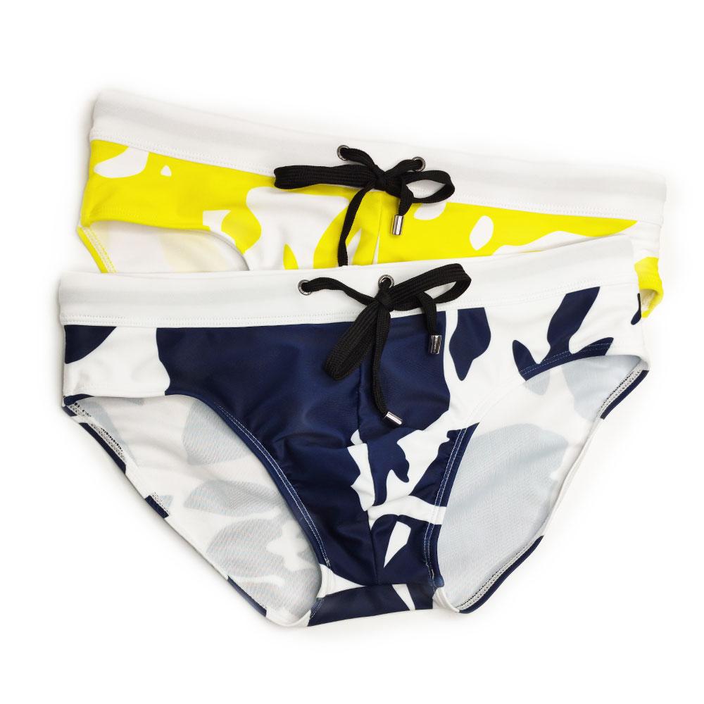 Men's Fashion Floral Printed Swimming Briefs Low Waist Plus Size Summer Beach Wear FREESTYLE UP-LIFT