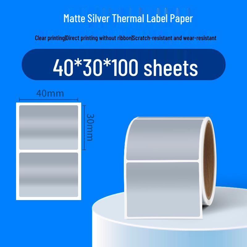 Waterproof, Oil-proof, Tear-proof Matte Silver Thermal Self-adhesive Label Paper for Asset Tagging