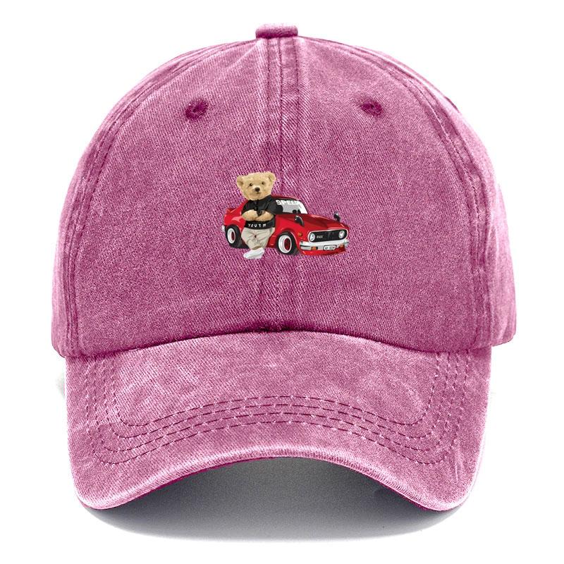 Fashionable Trendy Pattern Bear Teddy Men Cap Baseball Cotton Washed Vintage Customize Hats Dad Cap Adjustable Casual Daily Driving Hat