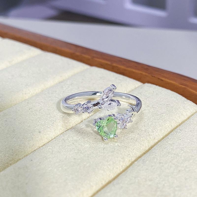 Klein Frisch Sommer Kühle Gefühl Grün Zir*****Stift Ringlicht Luxus Hoher Sinn Temperament Stapeln Tragen Nischenring Frau