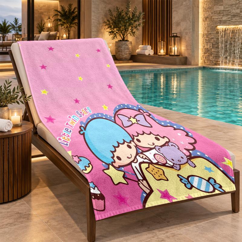 Beach Towel with Little Twin Stars Design, Quick Dry Lightweight Towel for Swimming Pool Travel