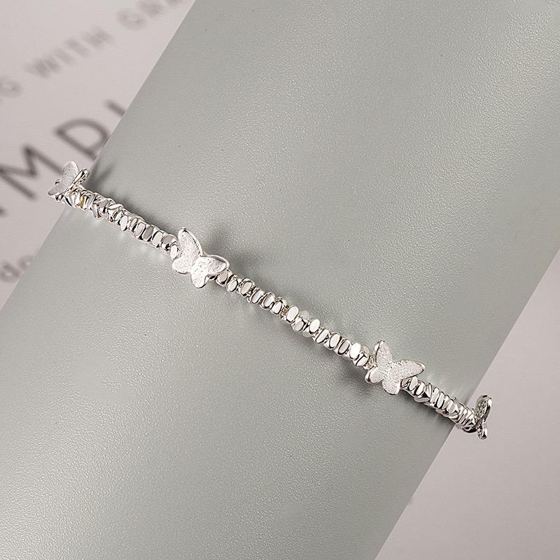 BF Club Silver Color Hiphop Thick Butterfly Shape Bracelet for Women Men Vintage Handmade Hasp Bracelet Birthday Gift