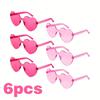 6pcs Heart Shaped  Sunglasses Dress Up Party SET-Transparent Candy Color For Party Favor Easter Gift Helloween BIRTHDAY Gift