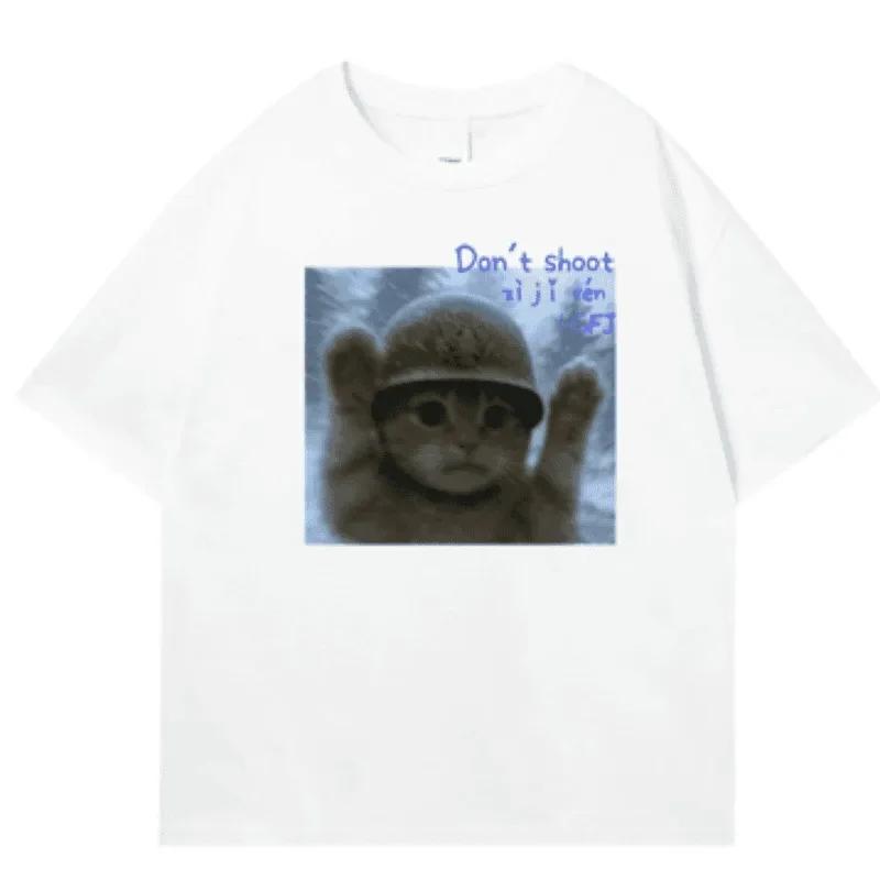 New Century Cat Grafik T-Shirt 2025 High Street Sommer Unisex Streetwear Rundhals Lässige Kurze Ärmel Damenbekleidung