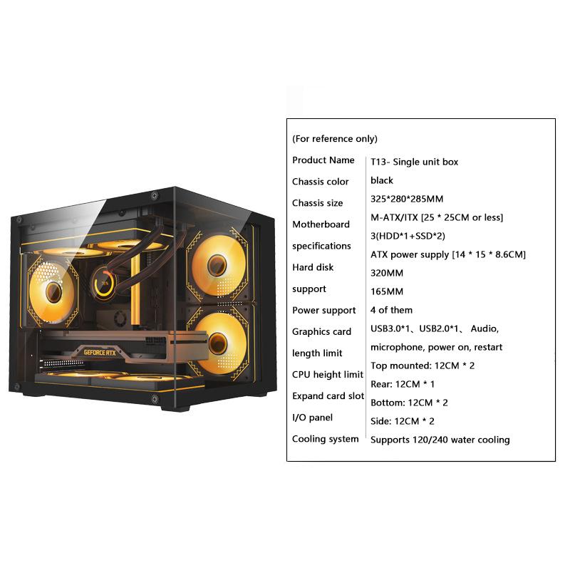 

Мини Прозрачный Настольный Компьютерный Корпус Башня ПК Для Материнской Платы M-Atx/Itx Длина Видеокарты 320 мм HDD+SSD USB 3.0 12 см Вентилятор чёрный