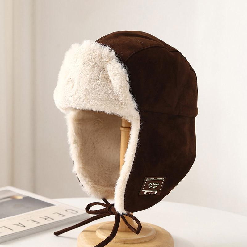 Hats men's and women's autumn and winter Lei Feng hats men's velvet winter ear protectors thickened warm pilots windproof and cold-proof hats women