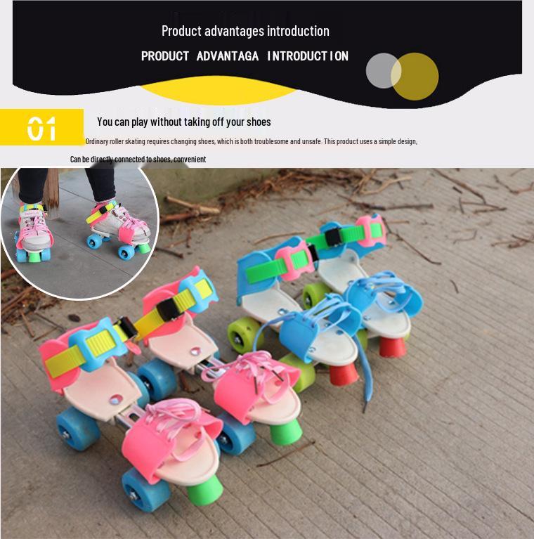 Children's Double-Row Four-Wheel Roller Skates with Protective Gear