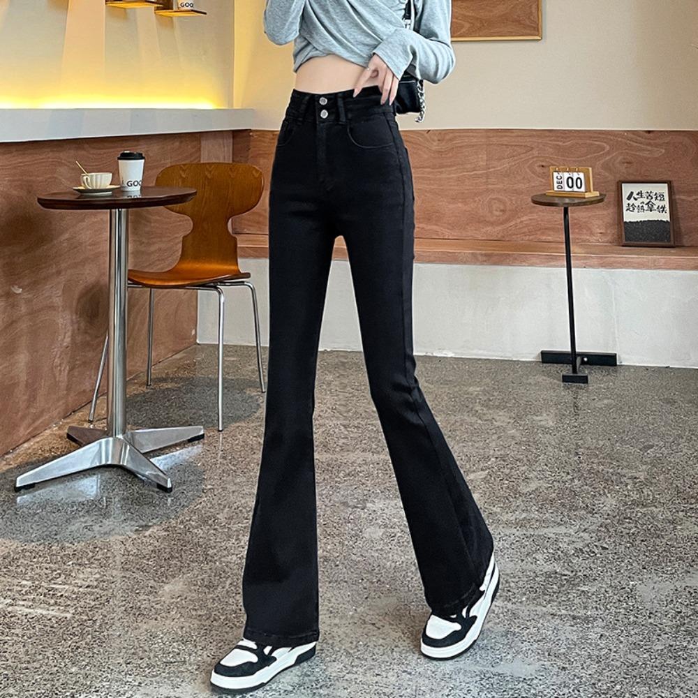 Micro-Pull Jeans Damen vielseitig Frühling neu kleine Mikro-Schlaghose schlank und dünn hochtaillierte Hose Tide