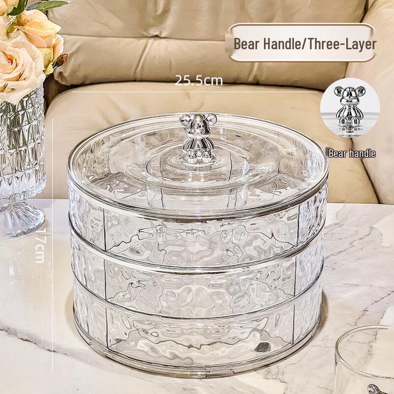 Rotatable 3-Layer Snack & Candy Box with Lid Three-layer