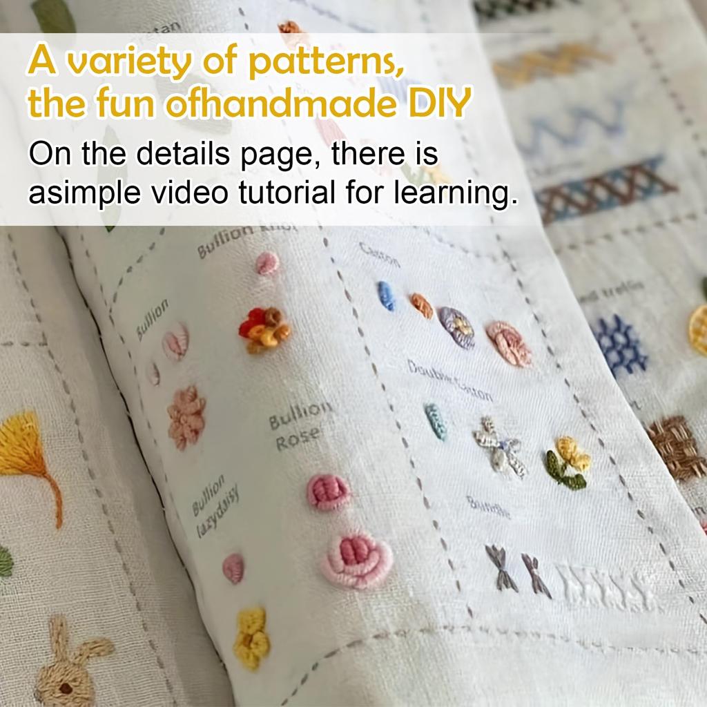 New Product! DIY Book Embroidery, Embroidery Book Kit, Sewing Patterns Guide With 86+ Patterns, 86 Unique Stitches, Tools Set