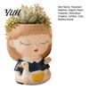 Decorative Resin Desktop Accessory Cute Head Planter, Succulent Little Girl Flower Pot, Human Flowerpot for Plants Face Cactus Container, Bonsai